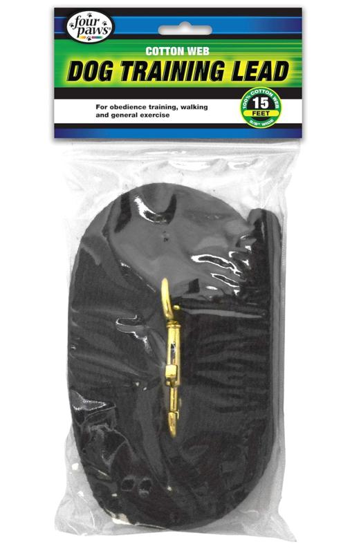 Four Paws Cotton Web Dog Lead Black, 1ea/15 Foot (1 ct)