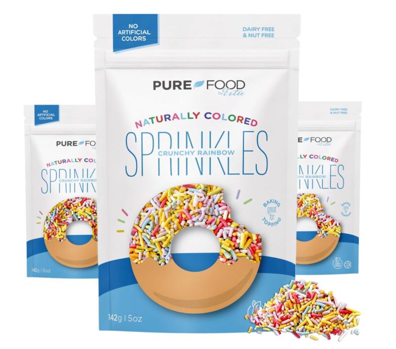 Pure Food By Estee Rainbow Dye Free Sprinkles 5oz Vegan
