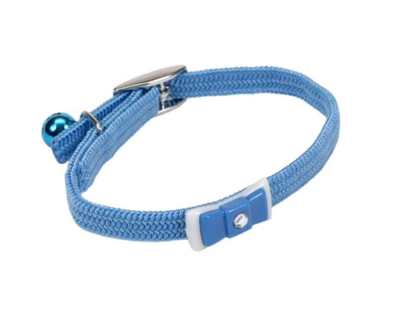 Lil Pals Elasticized Safety Kitten Collar with Jeweled Bow Light Blue, 1ea/3/8 In X 8 in